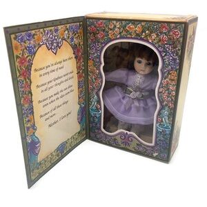 Vintage 1994 Limited Edition Marie Osmond Fine Porcelain Purple Doll By K.